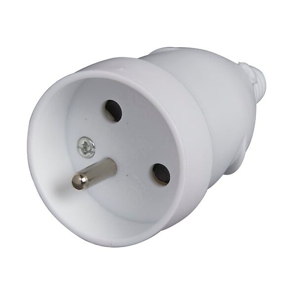 Fiche électrique femelle 2 pôles + terre 16A. couleur blanc