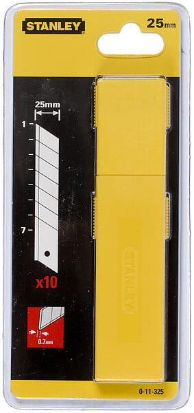 Lames de cutters STANLEY 25mm - distributeur 10 lames