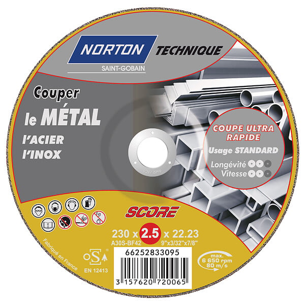 Meule de tronçonnage métal plat 230x2.5x22.2