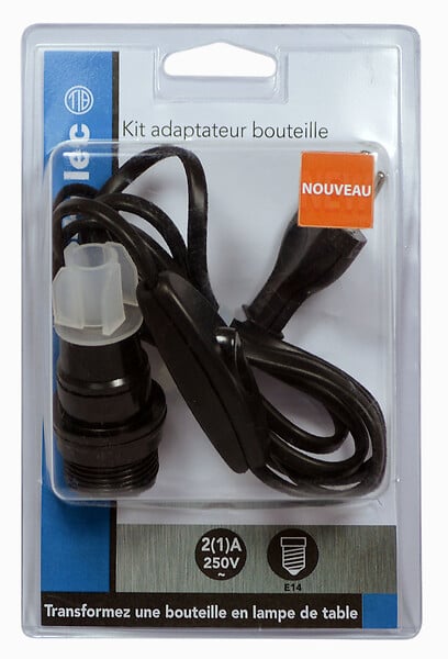 Kit adaptateur bouteille équipé E14
