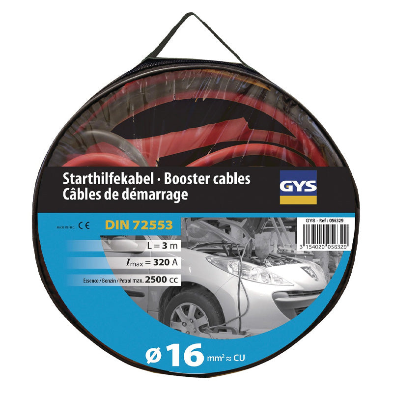 Câbles de démarrage GYS 320A (2.5L) - 2x3m - Ø16mm² - Pinces Isolées
