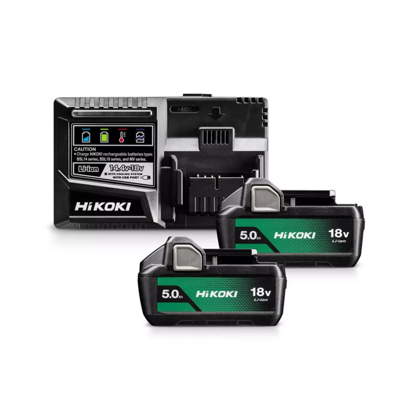Set de démarrage batterie (2x 5,0Ah 18V) HIKOKI UC18YSL3WKZ