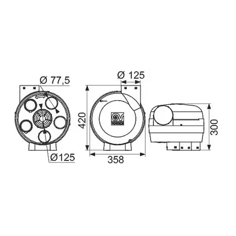 Kit PENTA VMC simple flux autoréglable VORTICE KVAPE5 suspendue ou fixée + 3 bouches