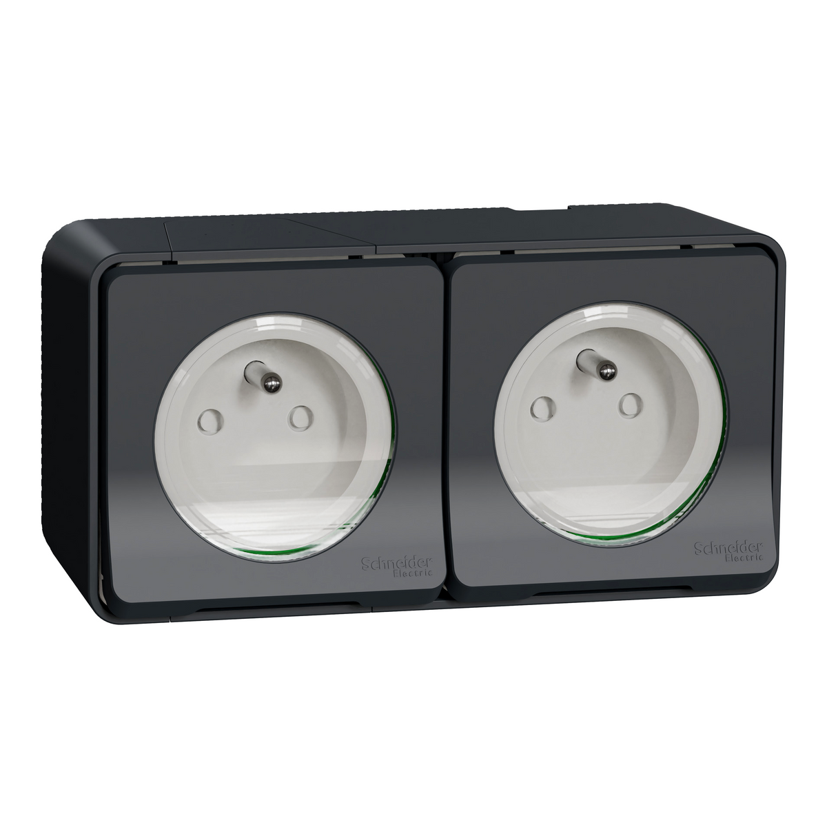 Double prise SCHNEIDER MUR36028 terre étanche complet Mureva gris