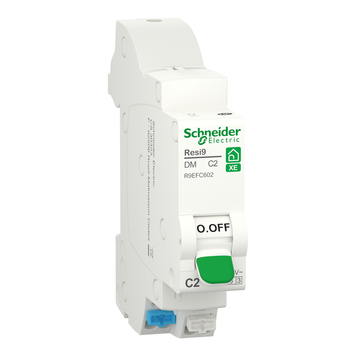 Disjoncteur SCHNEIDER R9EFC602 2A type C Auto 3kA 1P+N embrochable Resi9 XE