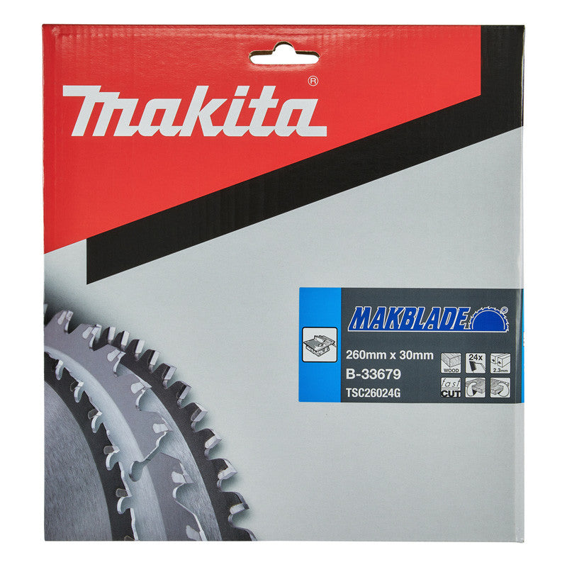 Lame carbure MAKBLADE MAKITA B-33679, pour scies sur table, 260/30/24 Bois