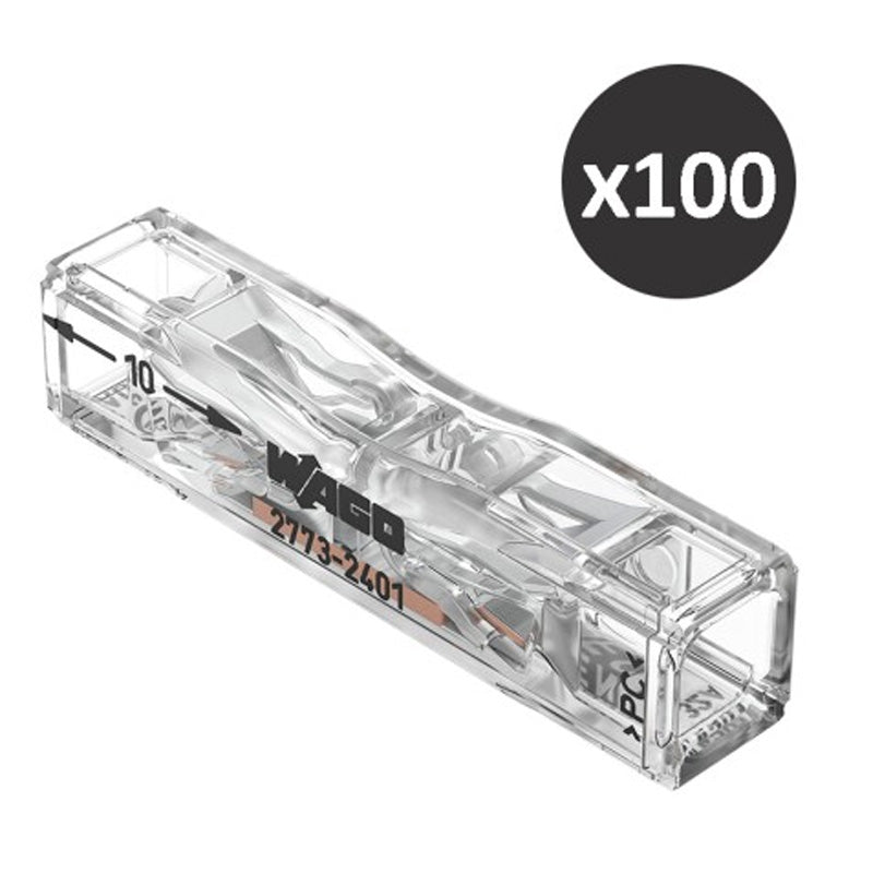 Lot de 100 bornes WAGO 2773 Inline 2x4mm²