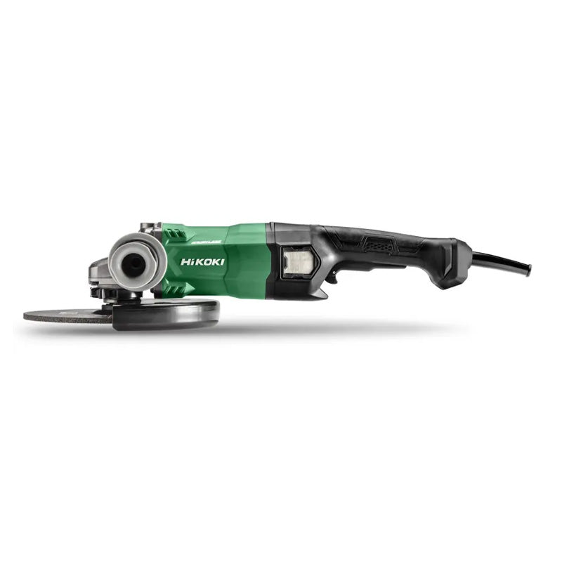 Meuleuse Ø230mm 2200W BRUSHLESS 6600 tr/min Alésage 22,2mm Filetage M14 Frein mécan. UVP démarrage progressif, anti-recul et antiredém., protection des surcharges, Livrée en carton, 1 poignée aux. anti-vibration, 1 clé hex. et 1 flasque