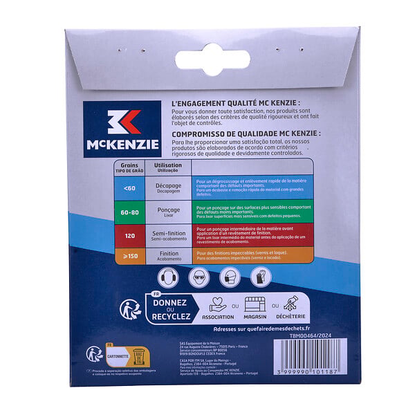 Disque perforé agrippant - 8 trous - Grain 40 - Lot de 5 - D125mm