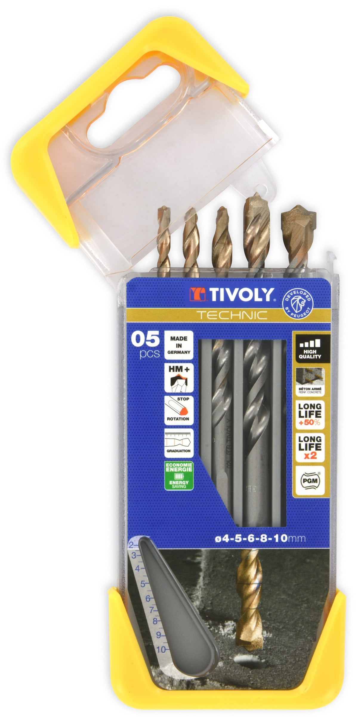 Tivoly   5 forets béton gradués SLR Ø 4 à 10mm