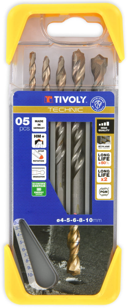 Tivoly   5 forets béton gradués SLR Ø 4 à 10mm
