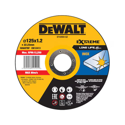 Disque à tronçonner l'inox 125x22,2mm, moyeu plat DEWALT