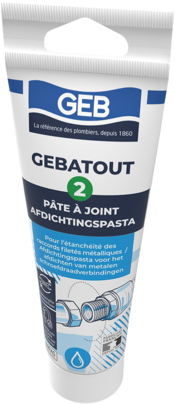 Pâte à joint non durcissante GEB Gebatout 2 pour raccords filetés métalliques 125ml