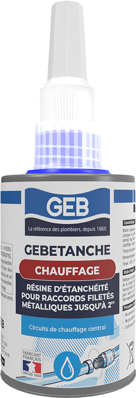 Résine anaérobie d'étanchéitée GEB pour raccords filetés métal chauffage et air comprimé 75ml