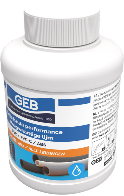 Colle haute performance GEB pour assemblage de canalisations en PVC 250 ml
