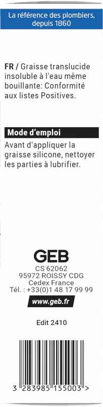Graisse silicone GEB pour robinetteries tube 20g