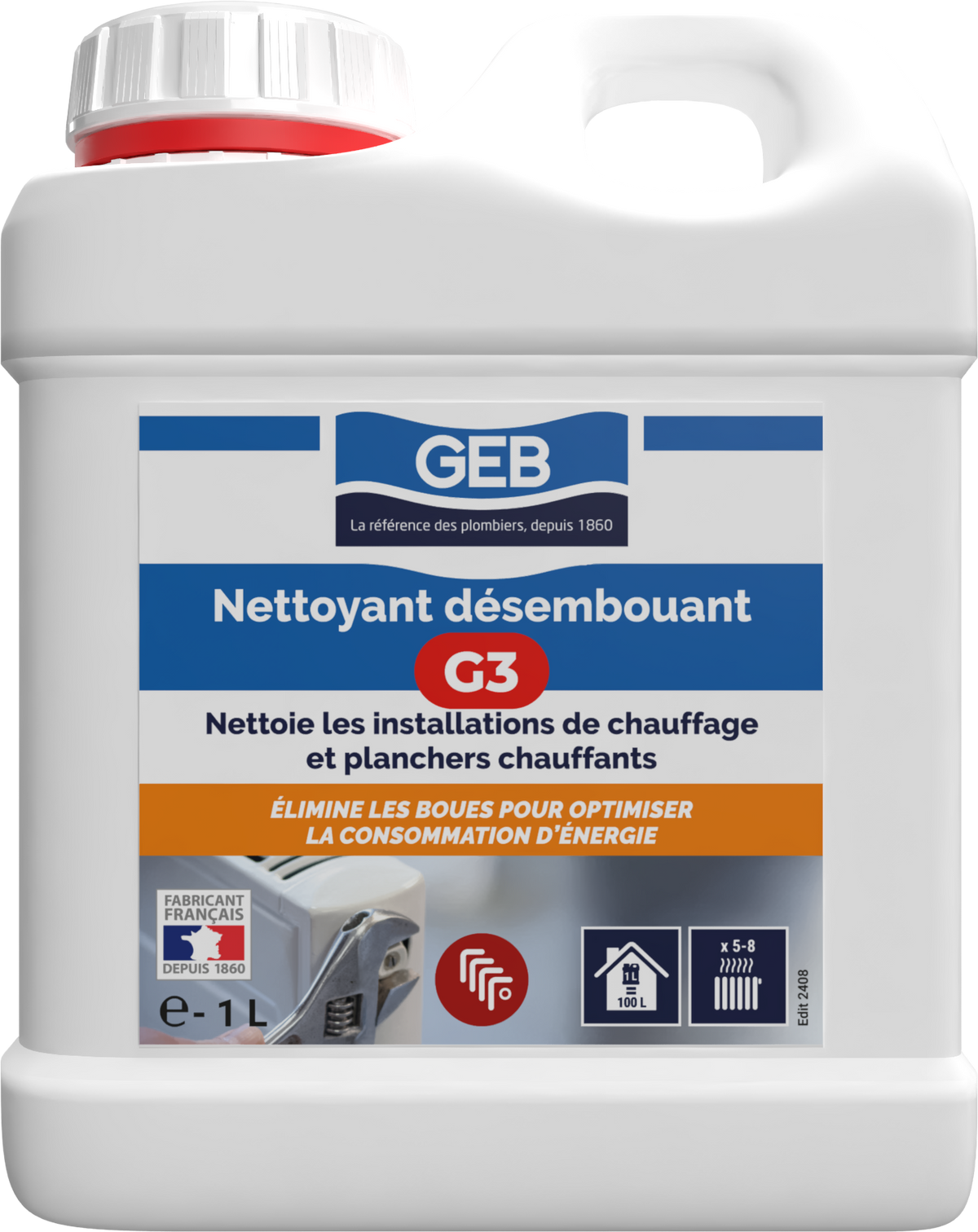 Nettoyant Désembouant G3 GEB pour nettoyer les installations de chauffage 1L