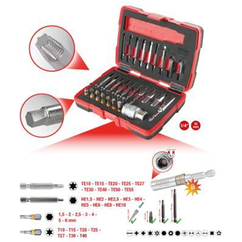 Coffret d'embouts d'extraction pour vis TORX® et 6 pans, 34 pcs  - KS TOOLS - 150.7060