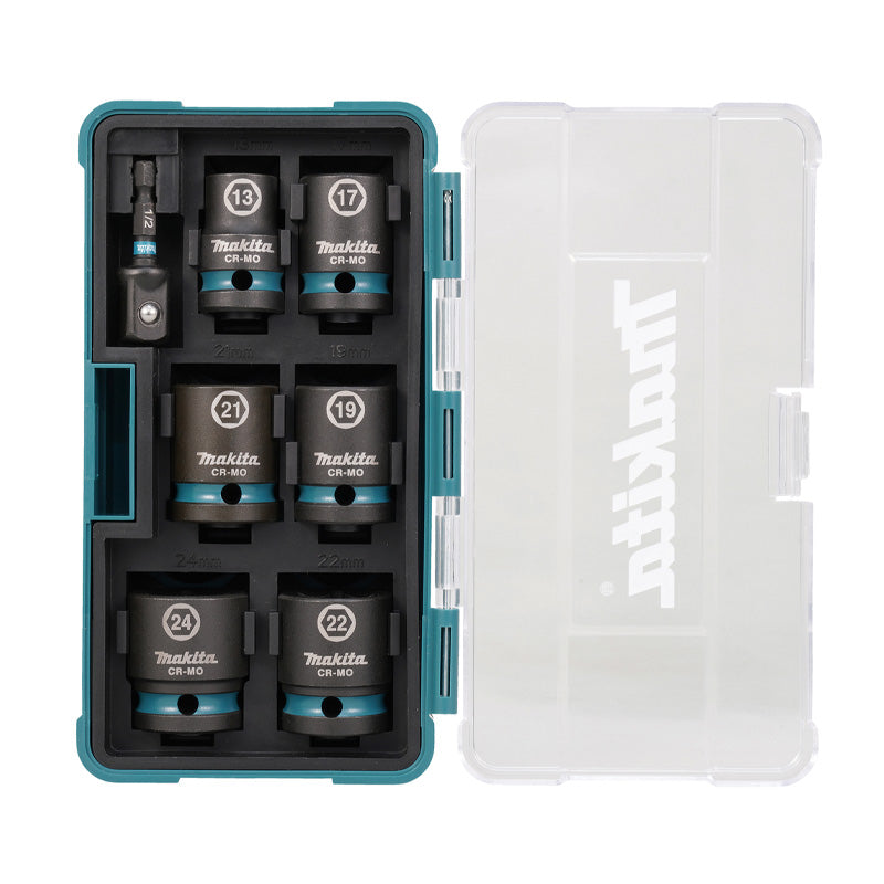 Coffret de 6 douilles MAKITA IMPACT BLACK + Adaptateur HEXA 1/4''E-16592
