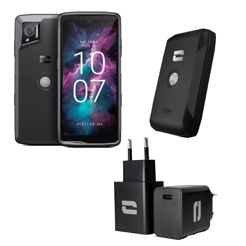 Pack Smartphone STELLAR M6 CROSSCALL + vitre de protection  + tête de chargeur + batterie portable - P-Stellar-M6-bat