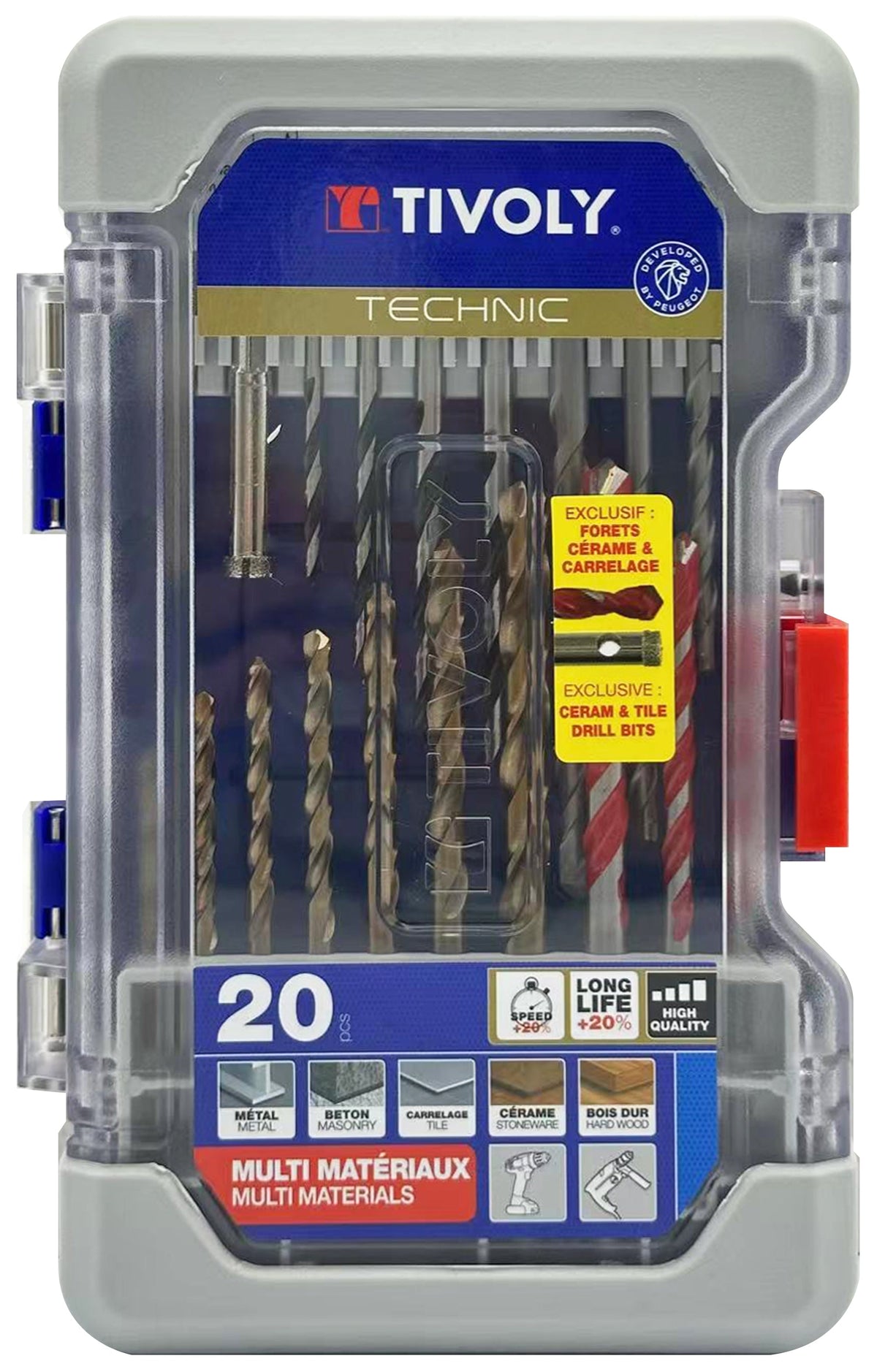 Tivoly   20 pièces -Coffret RANGER -Forets mixtes multi-matériaux