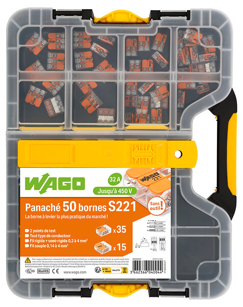 Mallette de 50 bornes S221 - 35x2 entrés et 15x3 entrées