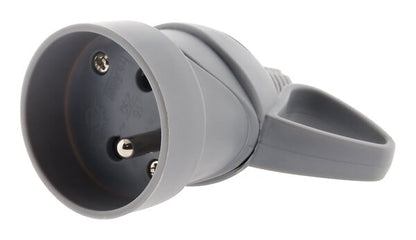 Fiche électrique femelle à anneau 2 pôles + terre 16A. Gris ZENITECH