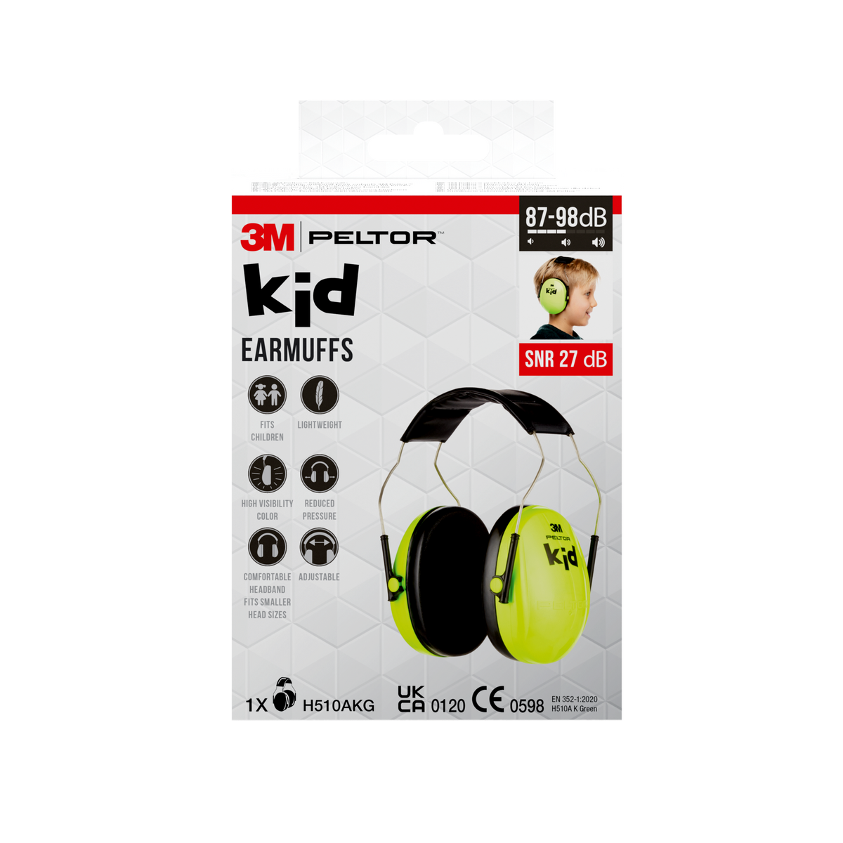 Casque de Protection Auditive 3M™ PELTOR™ Kid Vert SNR 27 dB