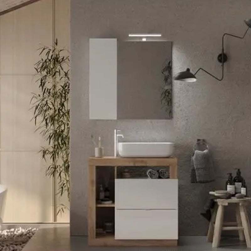 Meuble salle de bain Hambourg L78 Vasque+2 Tiroirs+3 Niches