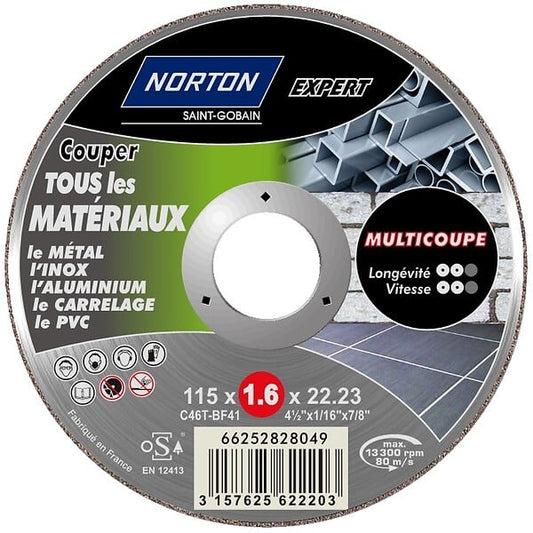 Disque 115x1.6x22.2mm pour découpe tous matériaux
