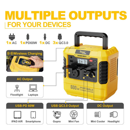 Station d'energie - TOGO POWER - Technologie batterie LiFEPO4 - ADVANCE600LFP - Sortie max AC 1200W