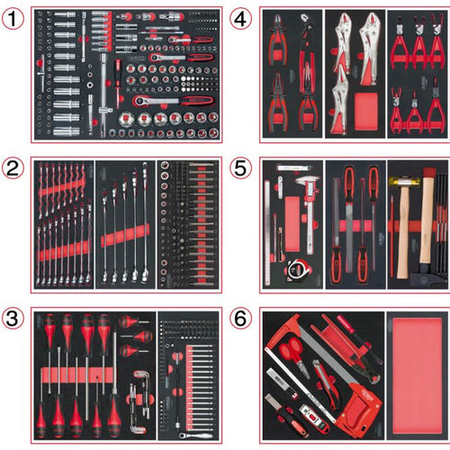 Composition d'outils 6 tiroirs pour servante, 455 pièces  - KS TOOLS - 714.0452