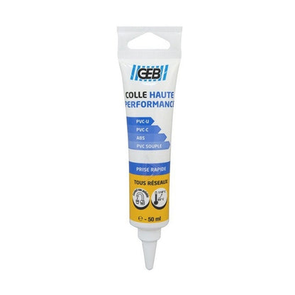 Colle haute performance GEB polyvalente pour assemblage de canalisations en PVC 50 ml