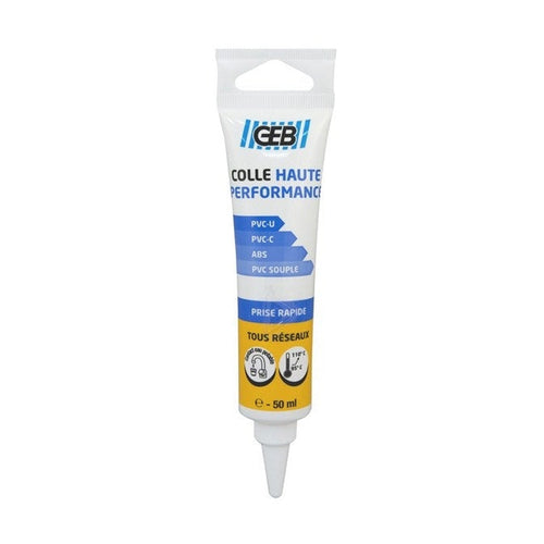 Colle haute performance GEB polyvalente pour assemblage de canalisations en PVC 50 ml