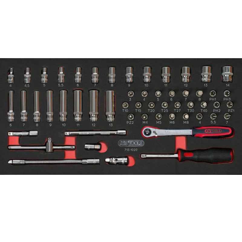 Composition d'outils 3 tiroirs pour servante, 158 pièces  - KS TOOLS - 714.0158