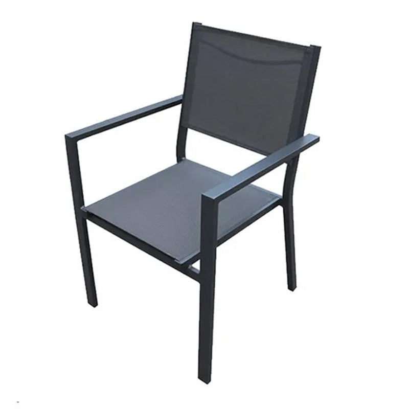 Chaise Maxime en aluminium et textile gris foncé