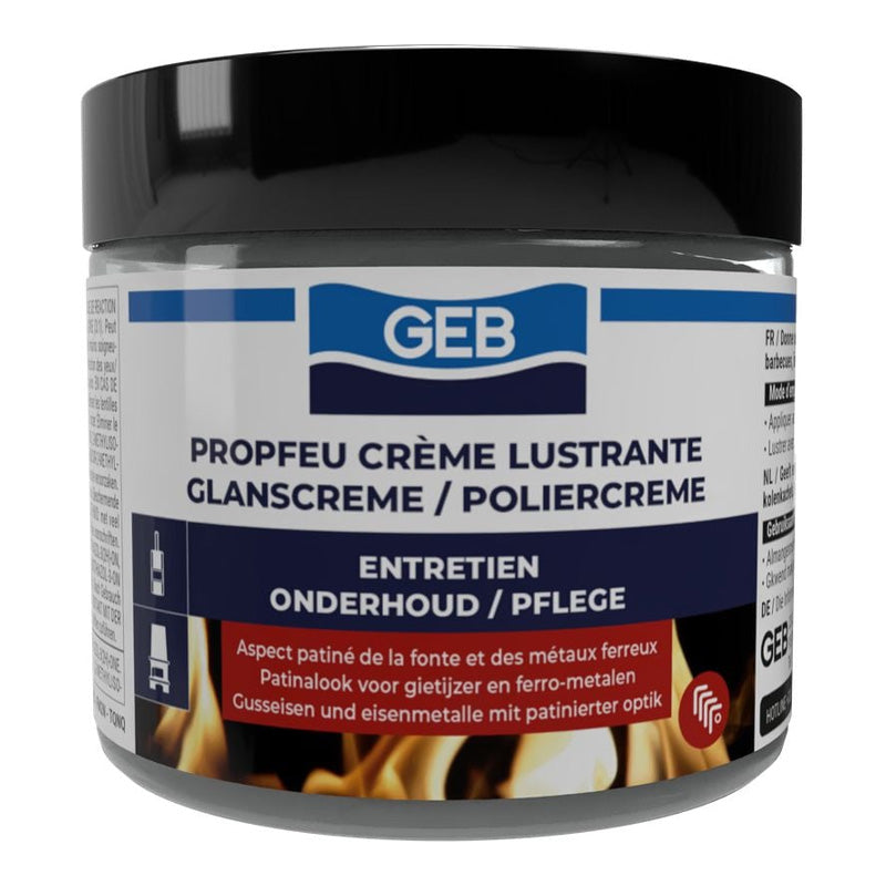 Crème lustrante GEB Propfeu effet patiné pour l’entretien et la protection des fontes et métaux 220ml