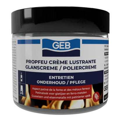 Crème lustrante GEB Propfeu effet patiné pour l’entretien et la protection des fontes et métaux 220ml