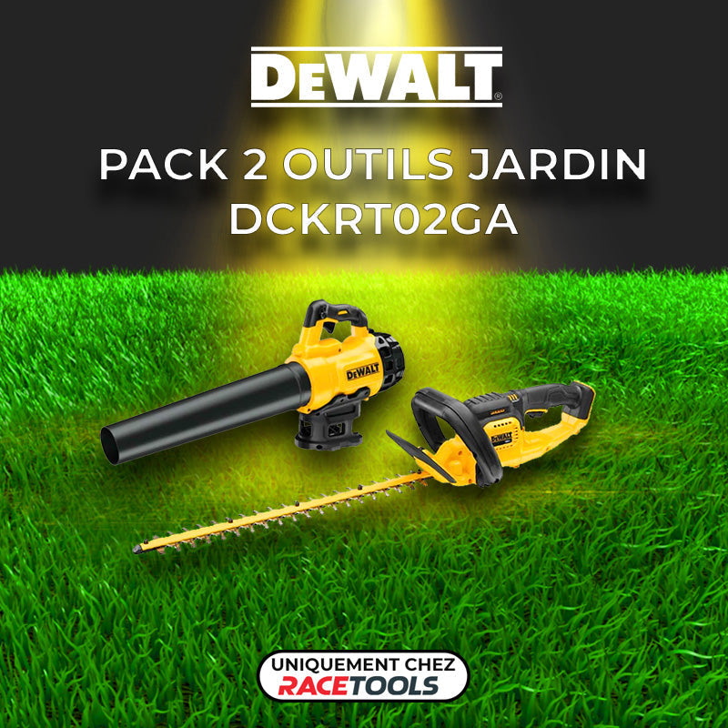 Pack 2 outils DEWALT DCKRT02GA Souffleur + Taille-haie 18V + 2 batteries + chargeur