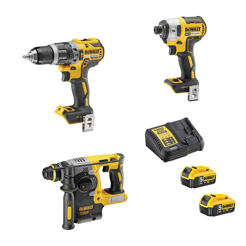 Pack 3 outils DEWALT DCKRT05 Perceuse + visseuse à choc + perforateur SDS-plus + 2 batteries + chargeur