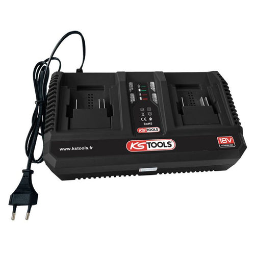 Double chargeur rapide 18V 8A pour batteries 515.4702F et 515.4705F - KS TOOLS - 515.4706F