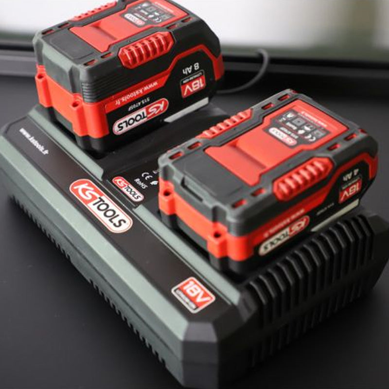 Double chargeur rapide 18V 8A pour batteries 515.4702F et 515.4705F - KS TOOLS - 515.4706F