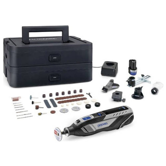 Dremel 8250 Outil Rotatif Multifonction Sans-fil 12V, 65 acc, 5 adaptations, 1 batterie 2Ah, de 5.000 à 30.000 tr/min