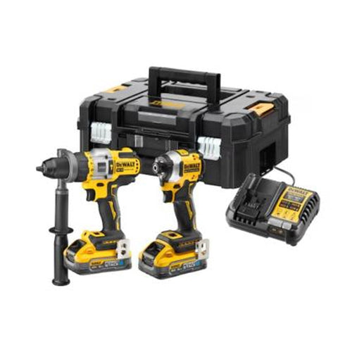 Pack 2 Outils Brushless DEWALT DCK2052H2T-QW XR 18V - Perceuse Percussion DCD999 + Visseuse à Chocs DCF850 + 2 batteries POWERSTACK 5Ah Li-Ion + Mallette TSTAK