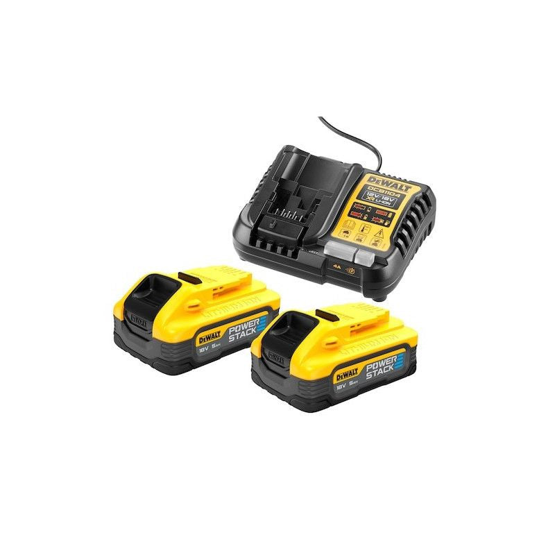 Pack 2 Outils Brushless DEWALT DCK2052H2T-QW XR 18V - Perceuse Percussion DCD999 + Visseuse à Chocs DCF850 + 2 batteries POWERSTACK 5Ah Li-Ion + Mallette TSTAK