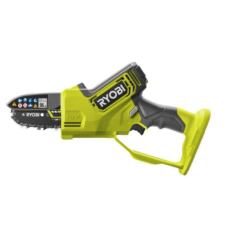 Élagueur à main 18V - RYOBI RY18PSX10A-0 - Brushless / moteur sans charbons - guide 10 cm - 6 m/s - tendeur sans outil (vendu sans batterie)