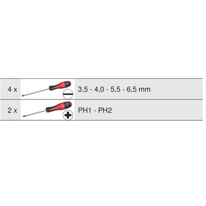 Jeu de 6 tournevis ULTIMATE, Fente - PH KS TOOLS - 922.6020