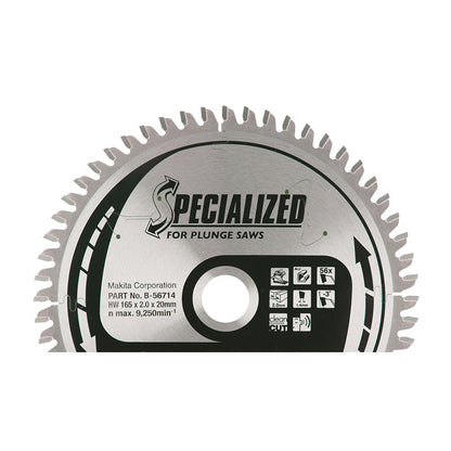 Lame carbure “Specialized” aluminium MAKITA B-56714 pour scies plongeantes à batterie