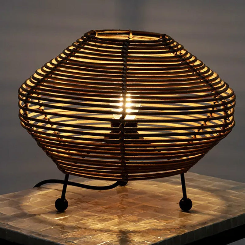 Lampe à poser Esteban en rotin - ⌀ 32 cm - marron