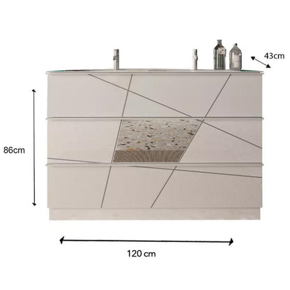 Meuble salle de bain sur pieds ARREDOBAGNO CAMPANELLI Miroir 3 tiroirs + double vasque 120cm
